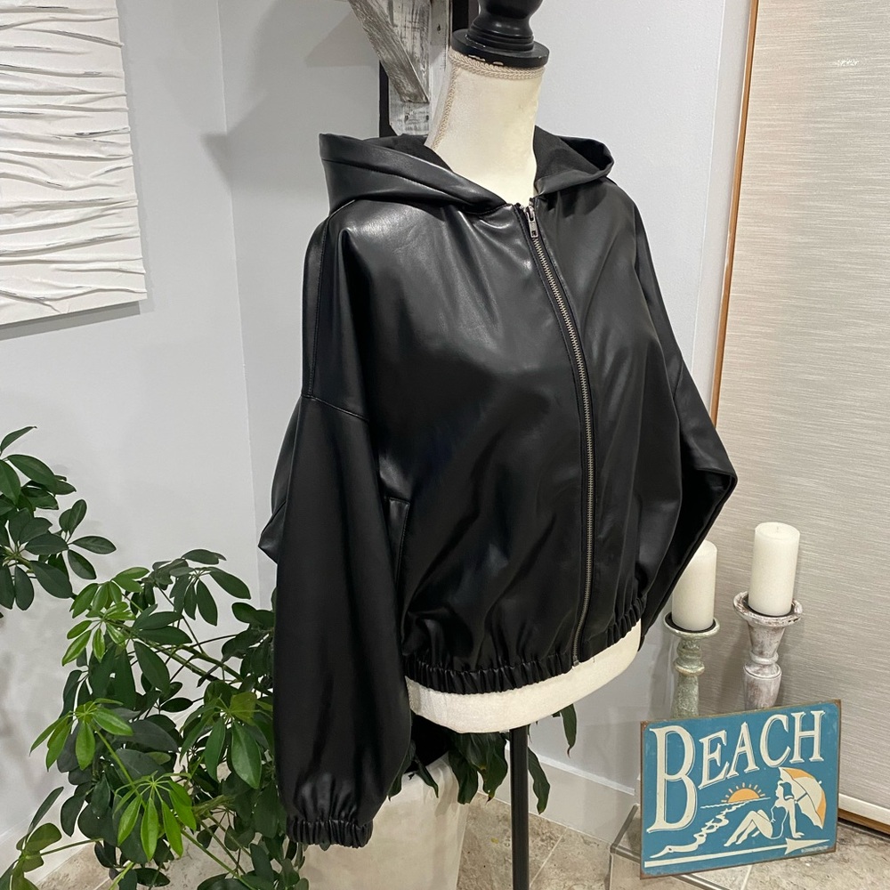 NWT Steve Madden Black Faux Leather Ladies Jacket